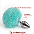 Colorful rabbit fur tail metal anal plug