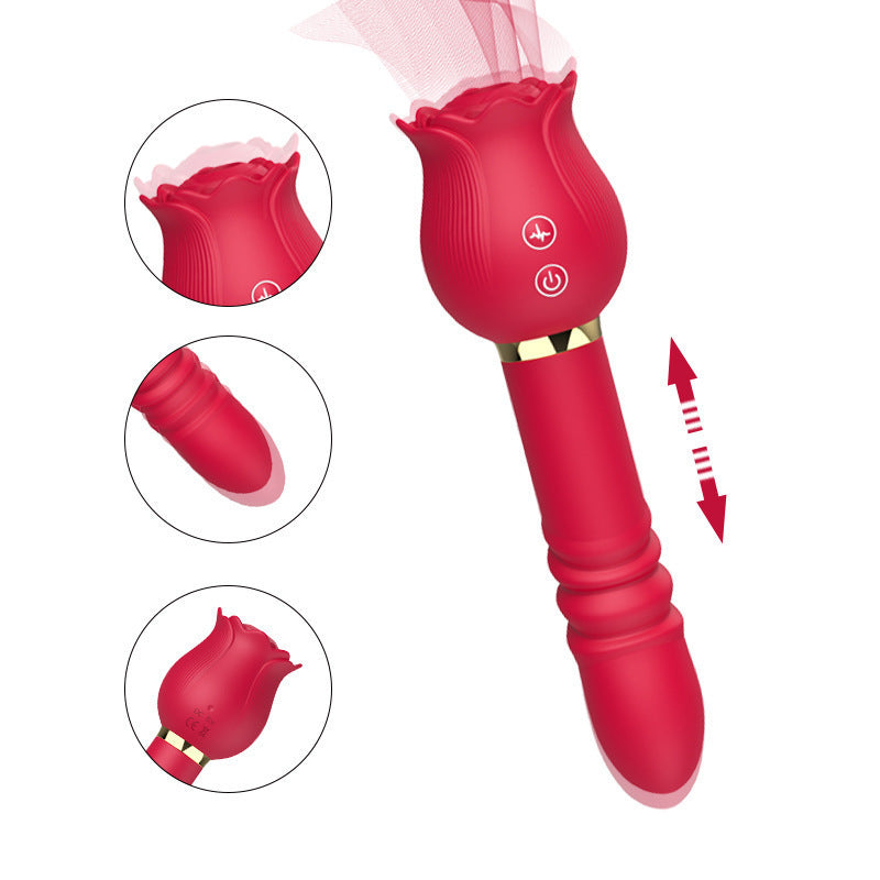 Rose Sucking Telescopic Vibrator TeemDrop