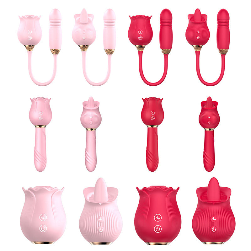 Rose Sucking Telescopic Vibrator